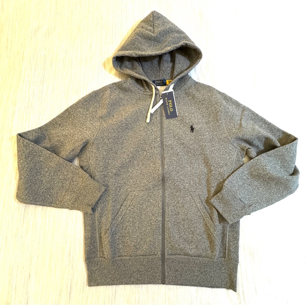 Polo Ralph Lauren Classic Full-Zip Fleece Sweatsuit Ash Grey Heather Black Pony - Picture 6 of 16